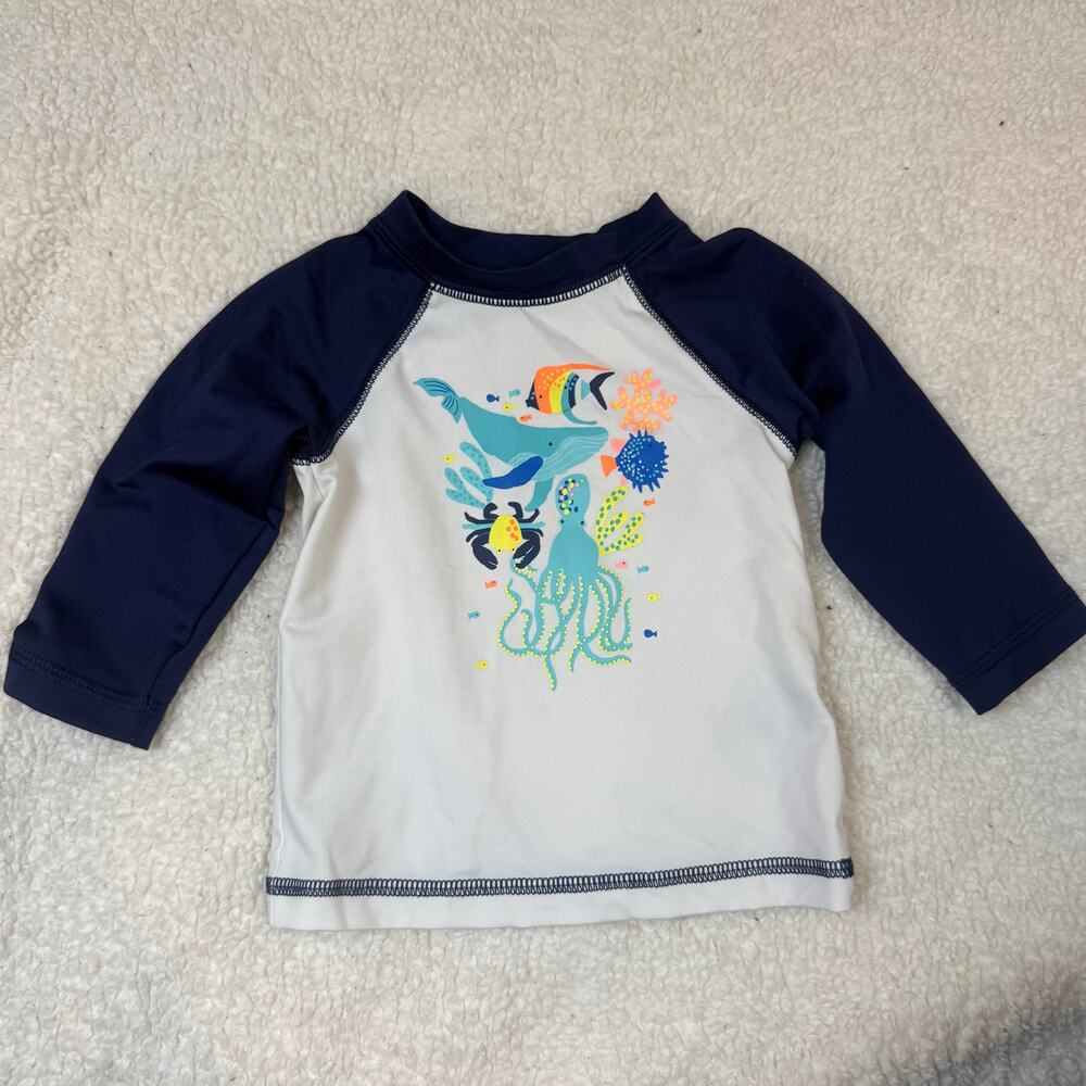 Cat & Jack 9 Months Rashguard Rash Guard Swim Top Baby Boy Navy Blue